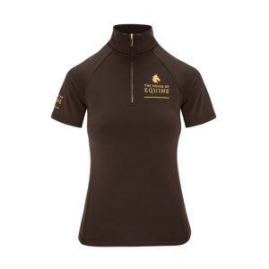 Ladies short sleeve zip up base layer Chocolate