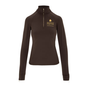 Ladies Long sleeve zip up base layer Chocolate